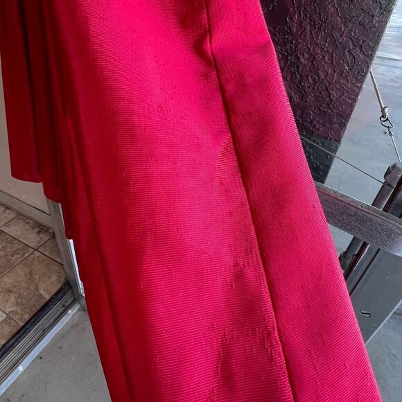 Vintage 1980's red satin puffy sleeve prom dress size S - Picture 5 of 6